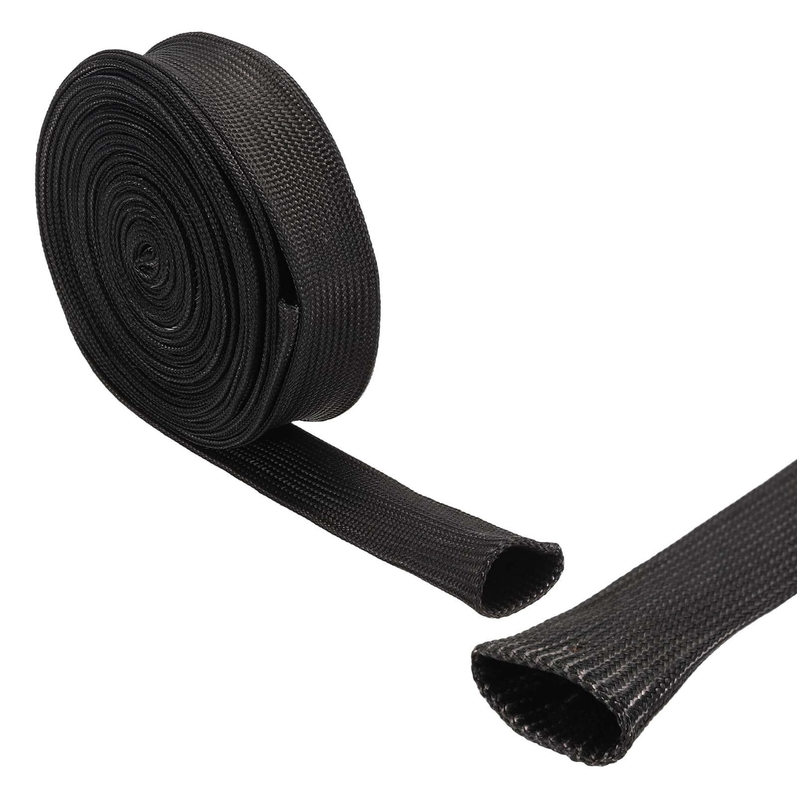 sourcing map Insulation Cable Protector,15mm/0.59 Inch-5m/16 Feet High TEMP Fiberglass Sleeve Black