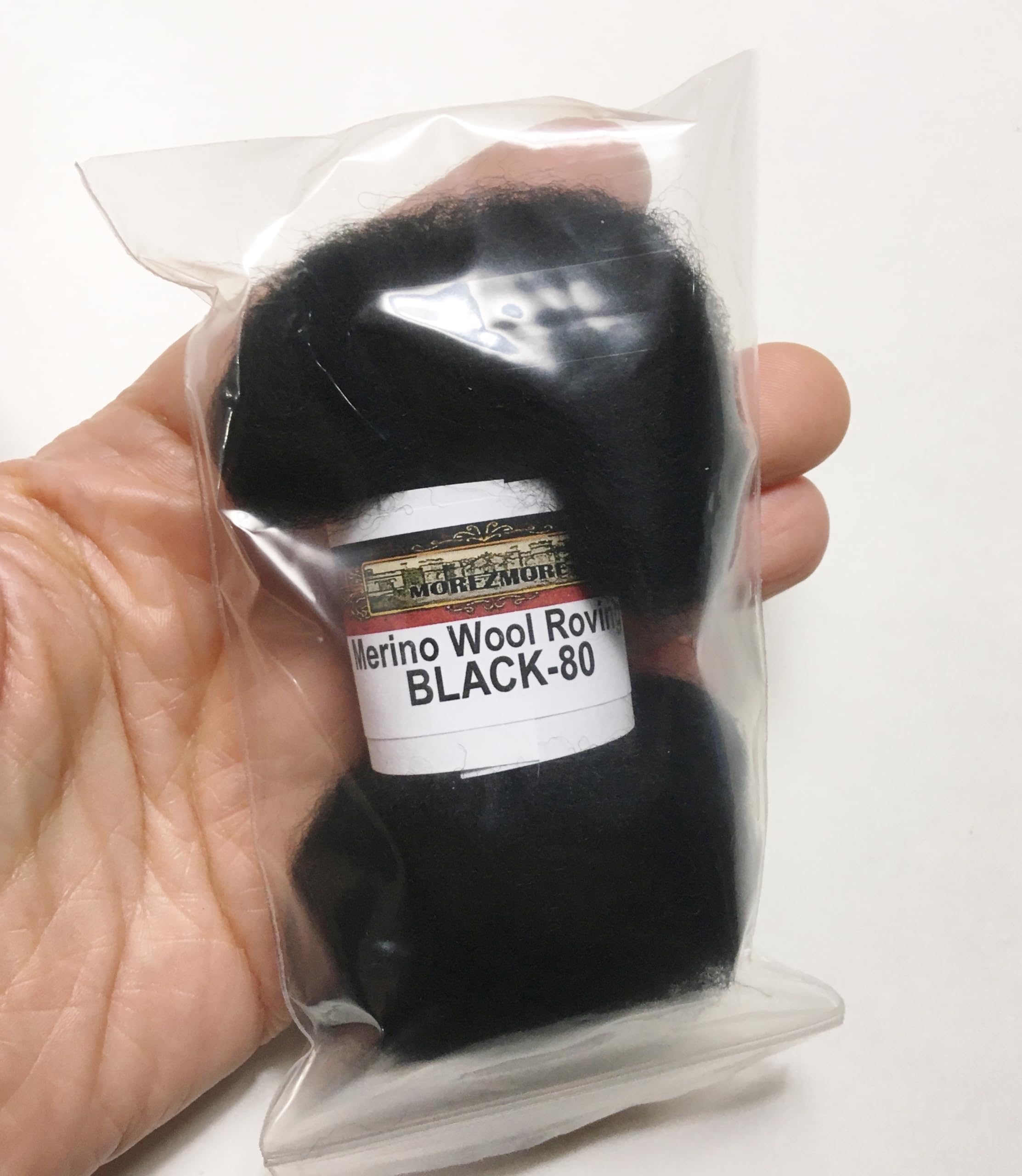 HR080-005 MOREZMORE Wool Roving for Needle Felting 5g Black Merino 100% Wool Fine Grade BNF