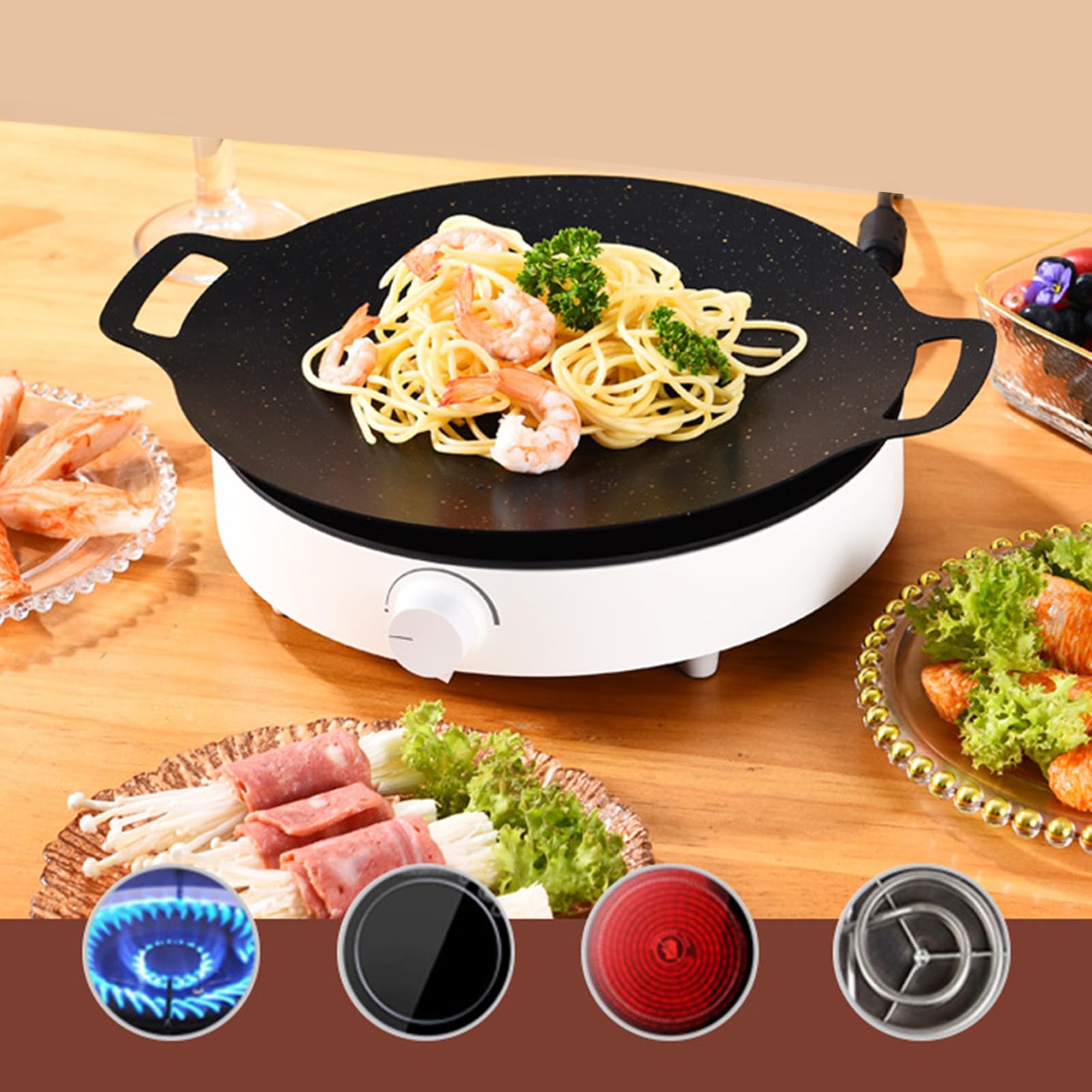 12 Inch Korean BBQ Grill Pan - Medical Stone Non-Stick Round Griddle For Stovetop & Camping - View #8