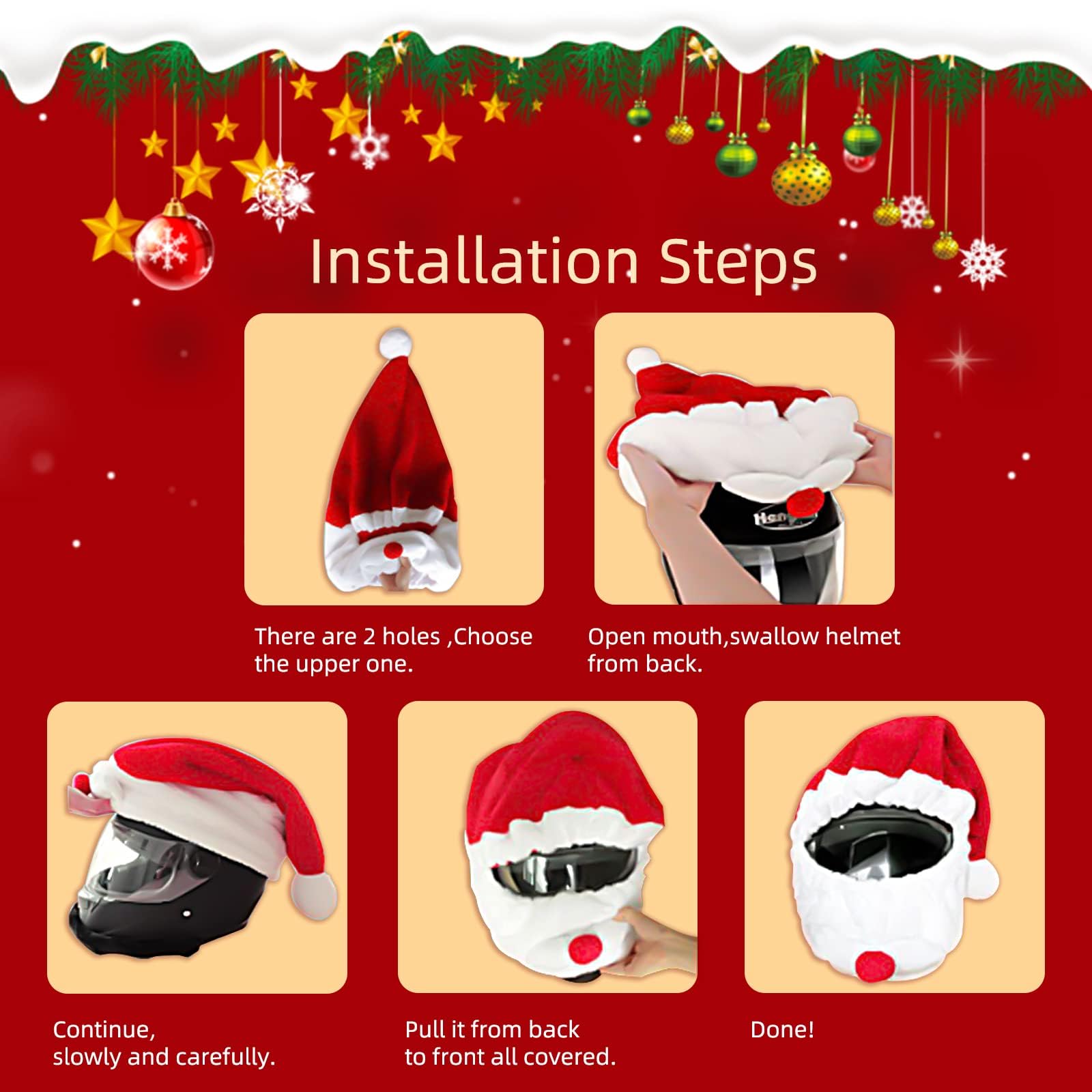 Housse De Casque De NoëL, Housse de Protection pour Casque intégral de Moto personnalisée et créative, décorations et Cadeaux Amusants pour Casque de Noël