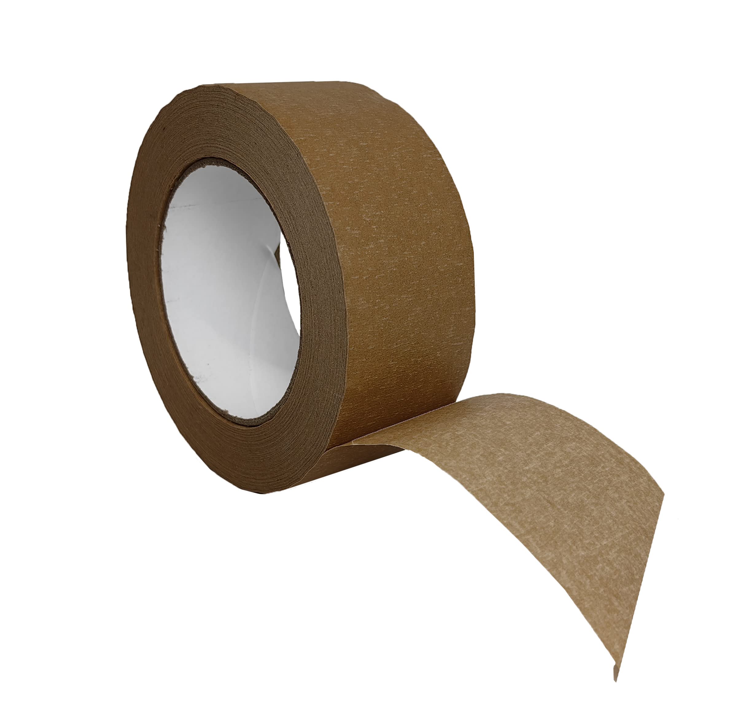 meg4tec Strong Brown Kraft Paper Packaging Tape Eco-Friendly Fully Recyclable Biodegradable Self Adhesive 50metres - 25/38/48/75mm for Moving House (48mm x 50m, QUANTITY: 144)