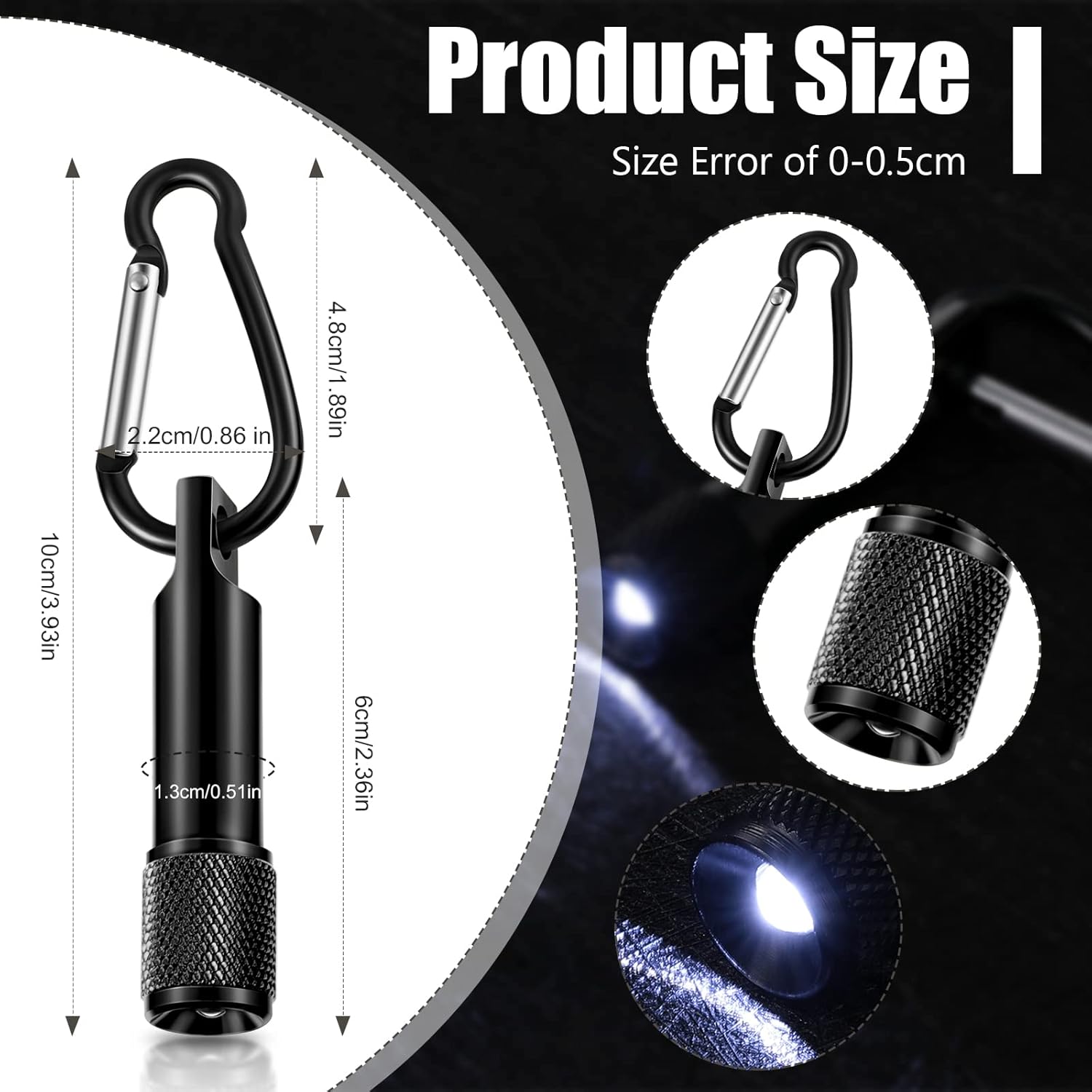 Cunno 49 Pack Mini Keychain Flashlights Bulk Small LED Flashlights Bulk with Buckle for Camping Hiking Outdoor