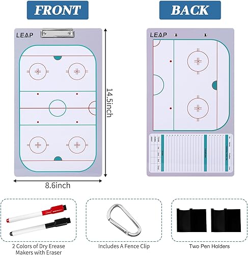 Miniatura 2 de LEAP Portapapeles de entrenador de doble cara táctica de alta calidad con tablero de marcador de borrado en seco completo y media cancha para