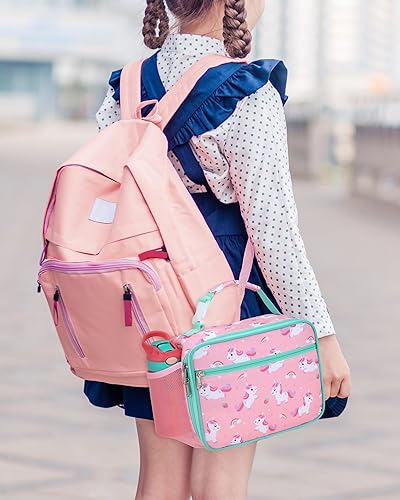Miniatura 7 de Bagseri Lonchera para niños, lonchera aislada para niñas, a prueba de fugas y reutilizable, lonchera para niñas, lonchera para guardería y escuela,