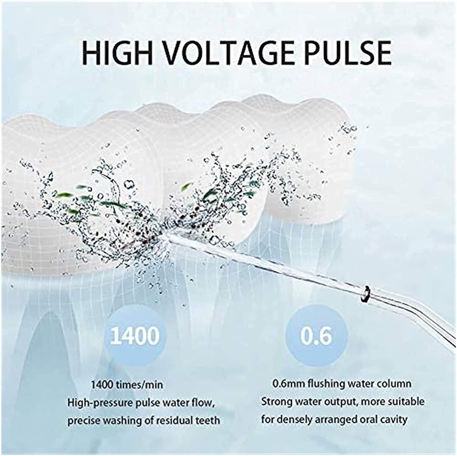 GeRRiT Limpiador de dientes con hilo dental inalámbrico, irrigador bucal recargable por USB for viajes, resistente al agua IPX7, uso de hilo dental con agua de 3 modos con 2 puntas de chorro, boquilla