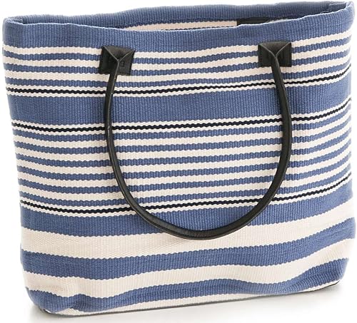 Dash and Albert Rugby Stripe - Bolsa de mano para interiores y exteriores, talla única, patrón de rayas azules, Azul