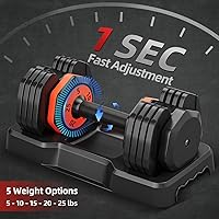 Vista 2 de Adjustable Dumbbells,Adjustable Dumbbell Set, 5 in 1 Free Weight Dumbbell,Fast Adjust Weight with Anti-Slip Handle and Tray for Full Body Workout