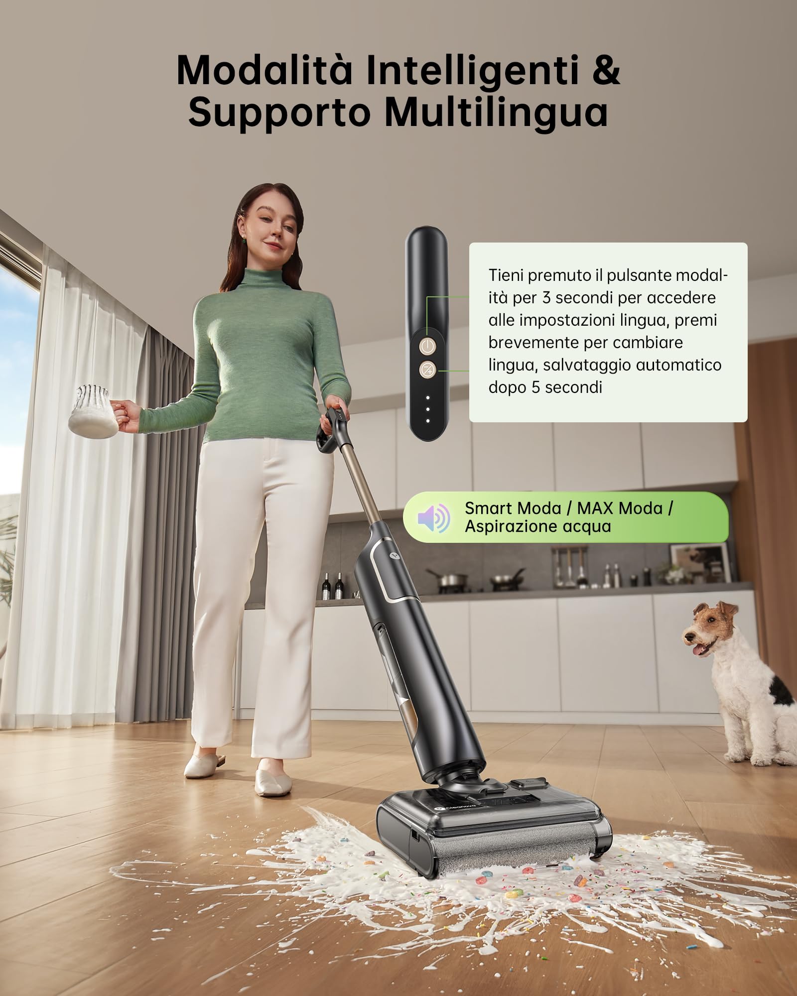 Vexilar X7 Aspirapolvere Lavapavimenti Senza Fili 20000 Pa, 180° Reclinabile, Autopulizia, Autonomia 40 Min, Doppio Serbatoio, Pulizia Bordi, Lavapavimenti Aspirapolvere Senza Filo,Subito Asciutti