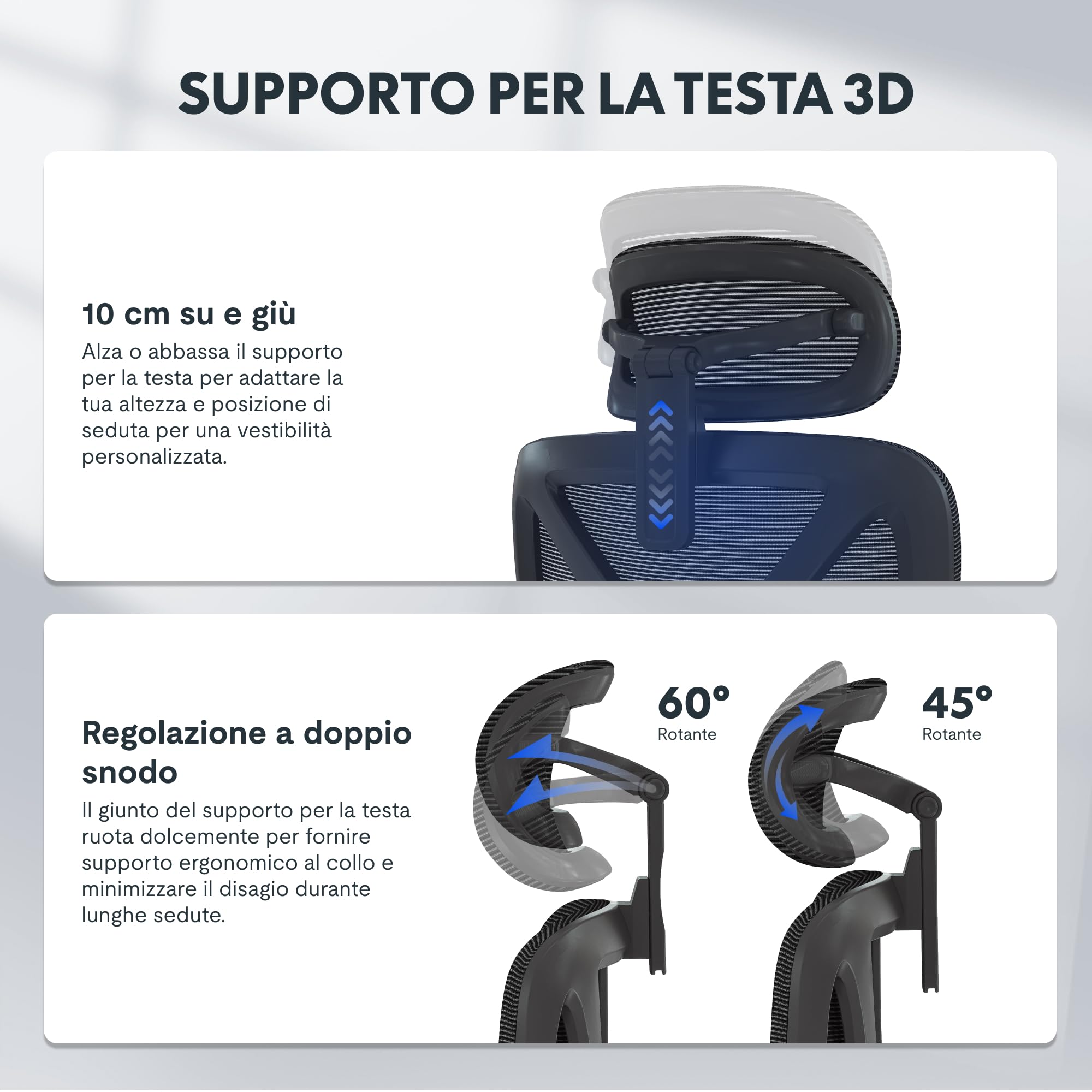 FLEXISPOT ErgoX – Sedia ergonomica da ufficio in rete con poggiapiedi, poggiatesta 3D, supporto lombare, schienale 5D regolabile, braccioli 3D, seduta traspirante, ruote, 130 kg
