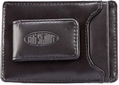 Big Skinny Cartera delgada magnética de cuero para hombre con capacidad para hasta 12 tarjetas color negro