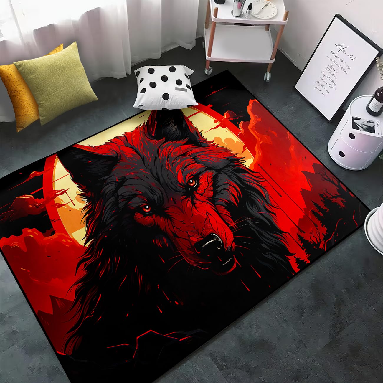 Wolf Rug - Wolf Area Rug for Bedroom Animal Print Rug for Living Room, Wild Animal Carpet Floor Mats, 4x5 Feet