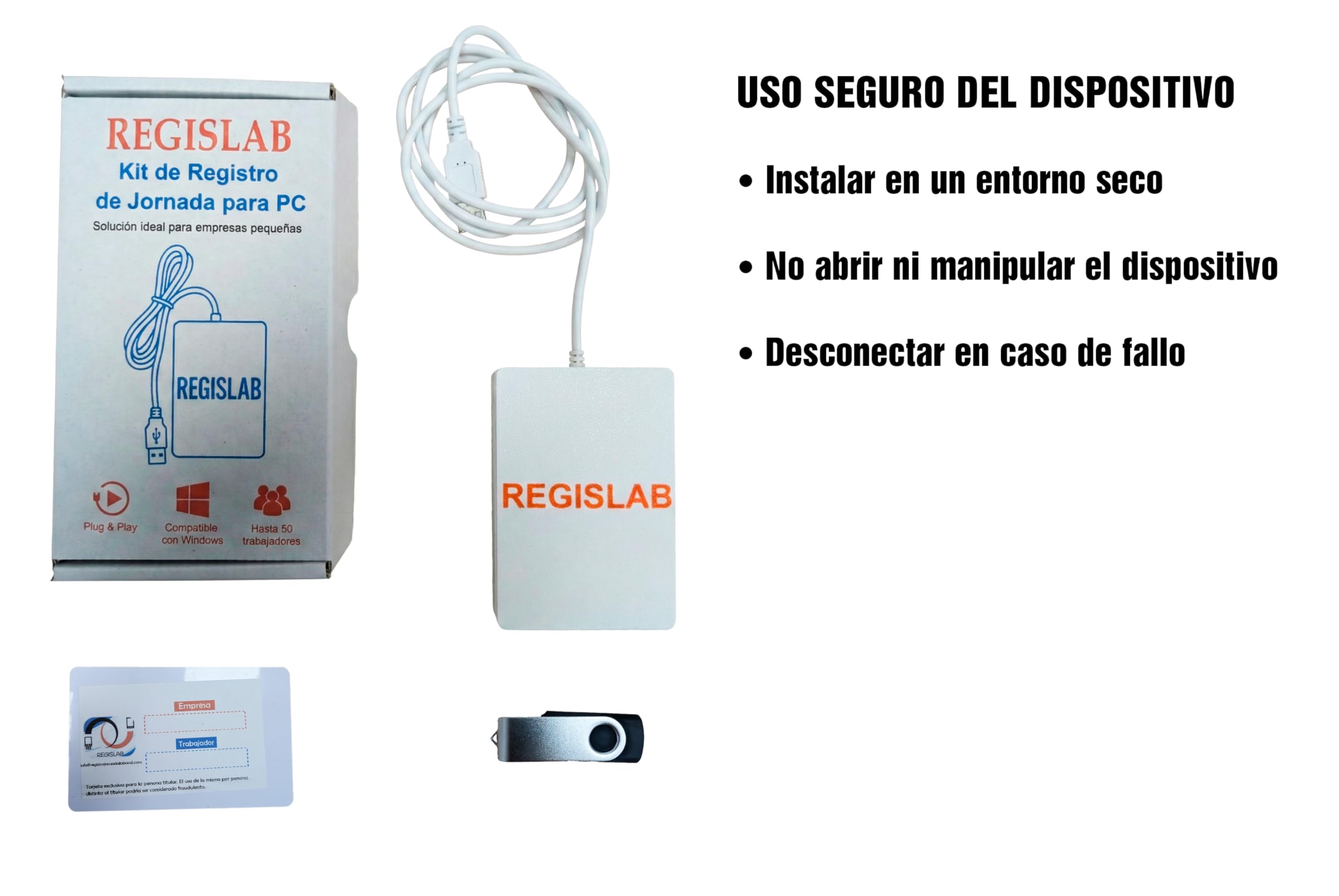 Kit de Registro de Jornada Laboral para PC con Licencia Anual y 10 Tarjetas de Empleados – Sistema de Control Horario y Fichaje para Empresas