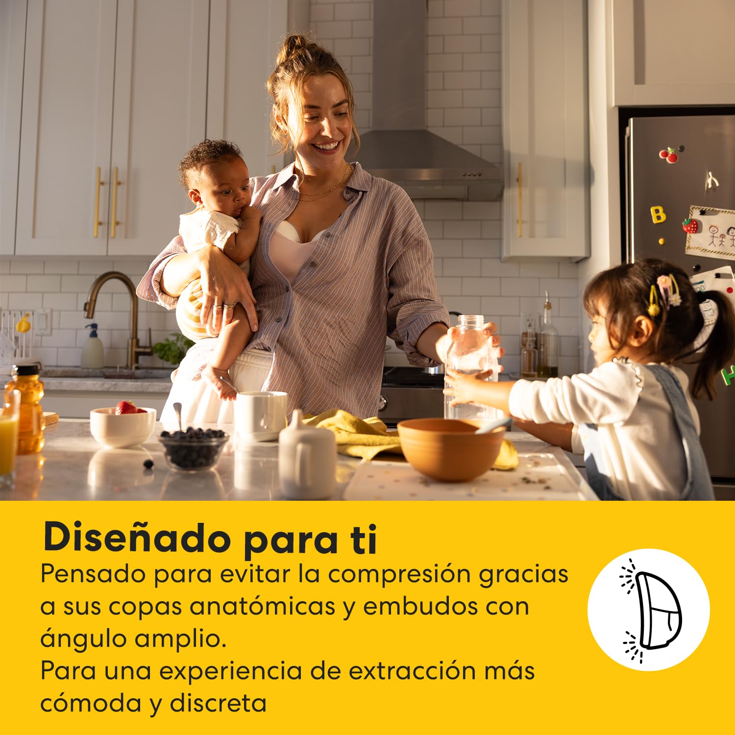 Medela Swing Flex - Sacaleches eléctrico, diseño compacto, con protectores mamarios PersonalFit Flex y tecnología Medela de extracción en 2 fases, Amarillo (101034985)