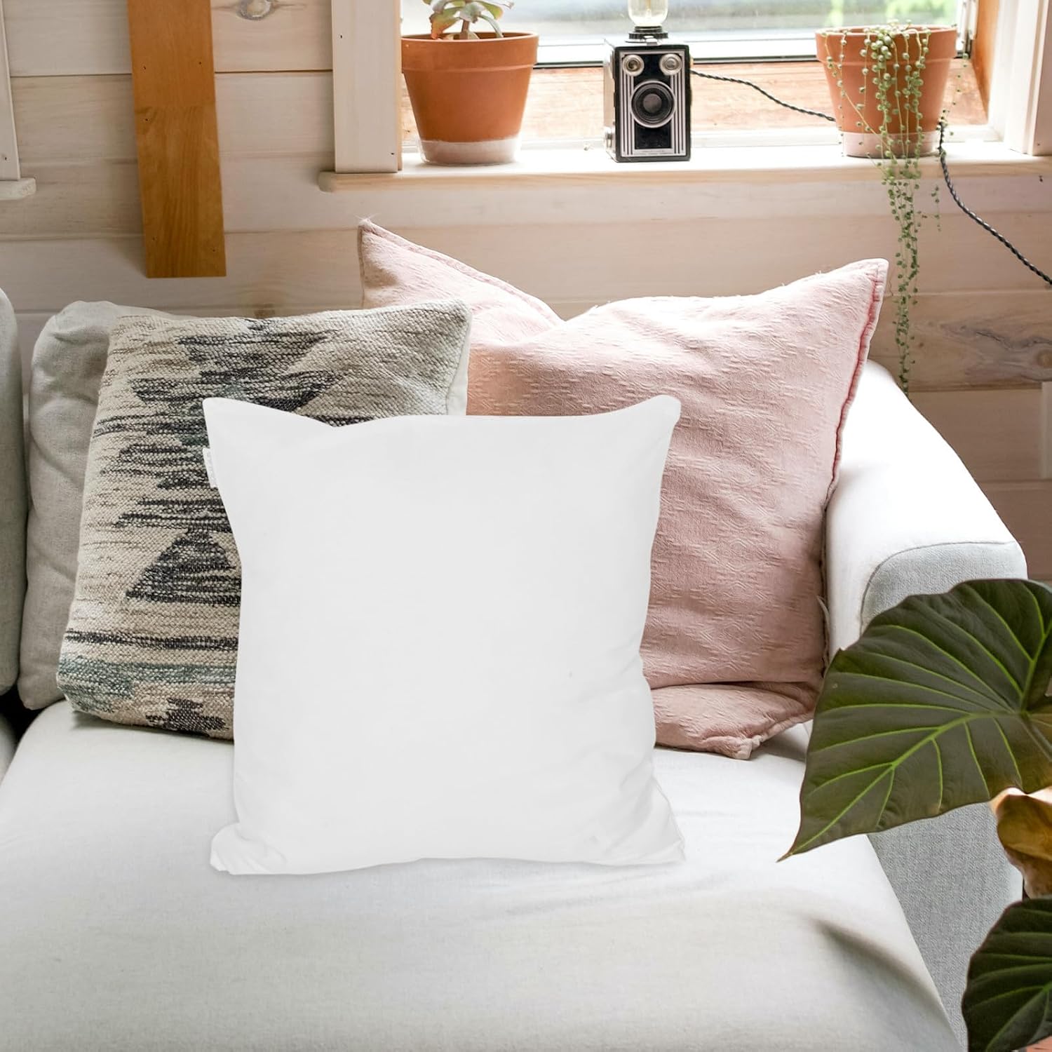 VICASKY Brushed Fabric Pillow Protector with Zipper Closure for Pillow Core