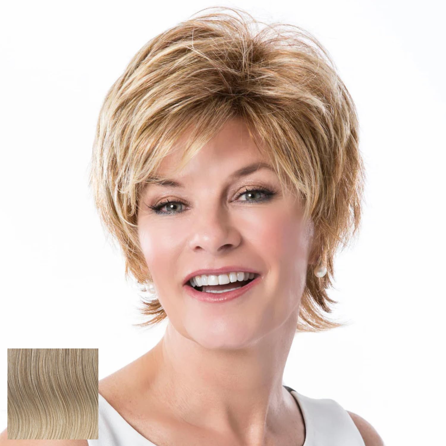 Toni Brattin Glamorous Wig - Precise & Versatile Cut with Layering & a Collar-Length Neckline - Heat-Friendly Synthetic Fiber Looks & Feels Natural - Adjustable