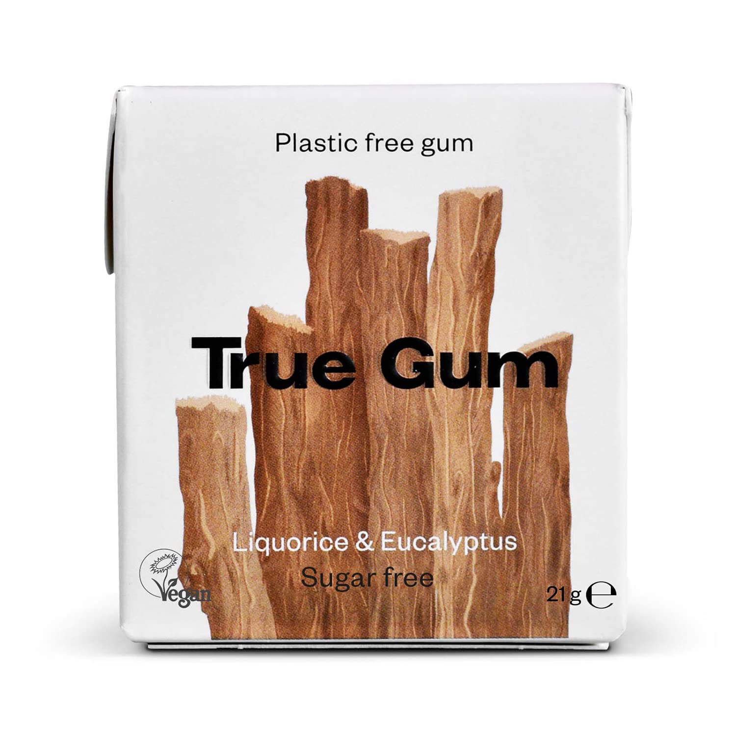 True Gum - Plastikfreie Kaugummi - Lakritze & Eukalyptus - 24 x 21 g - 100% Biologisch abbaubar