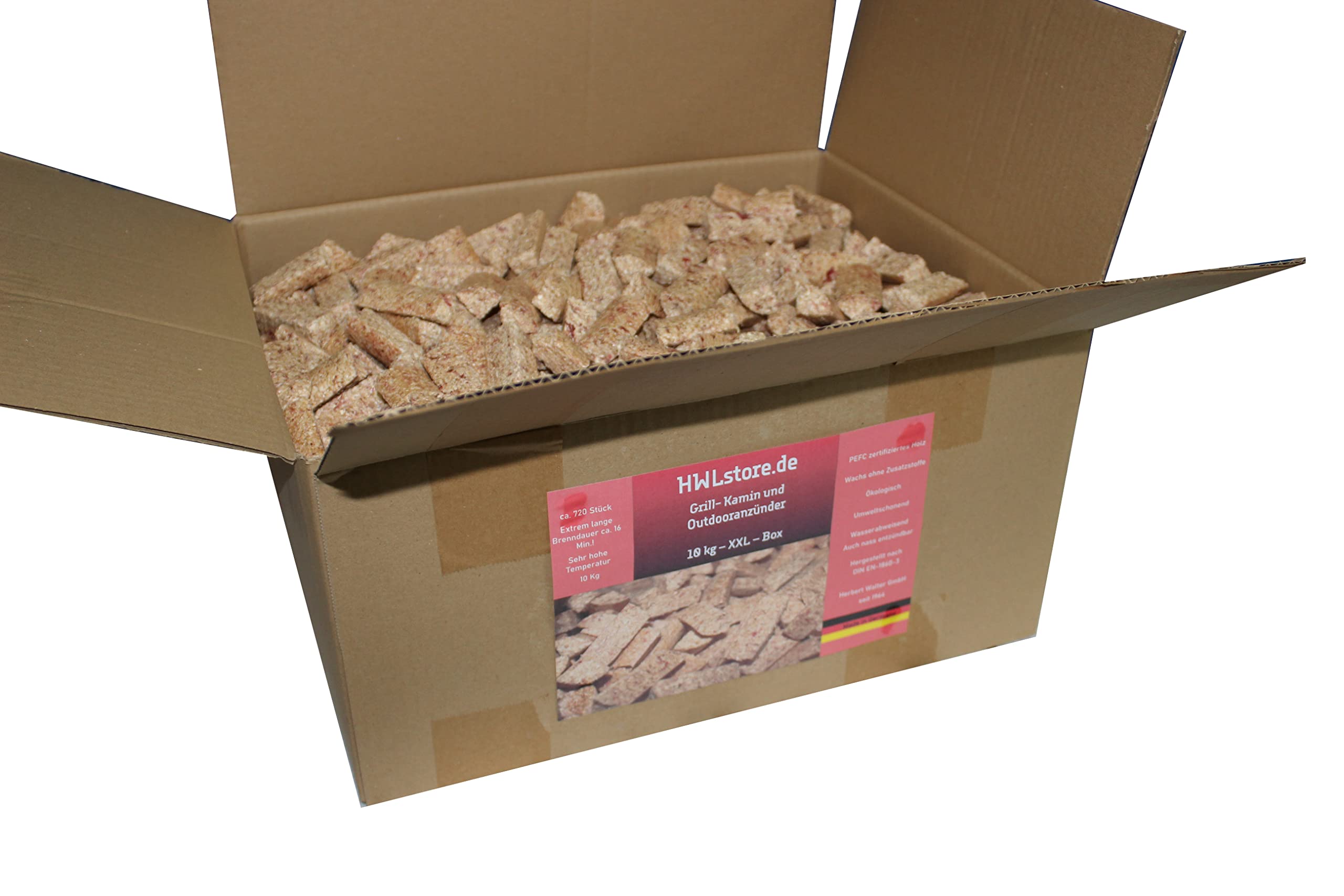 HWLstore Bio-Kaminanzünder Outdooranzünder Grillanzünder ca. 720 Stück 10 kg NIE WIEDER ANZÜNDHOLZ