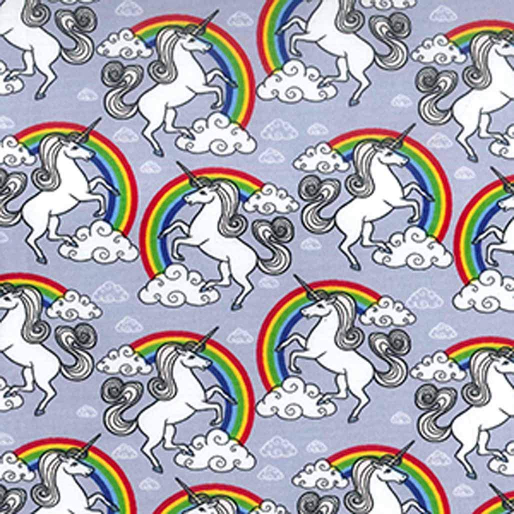 PRESTIGE P0710 Unicorns Print Cotton Poplin Fabric Rose And Hubble Dressmaking Quilting Fabric - Per Metre (Silver)