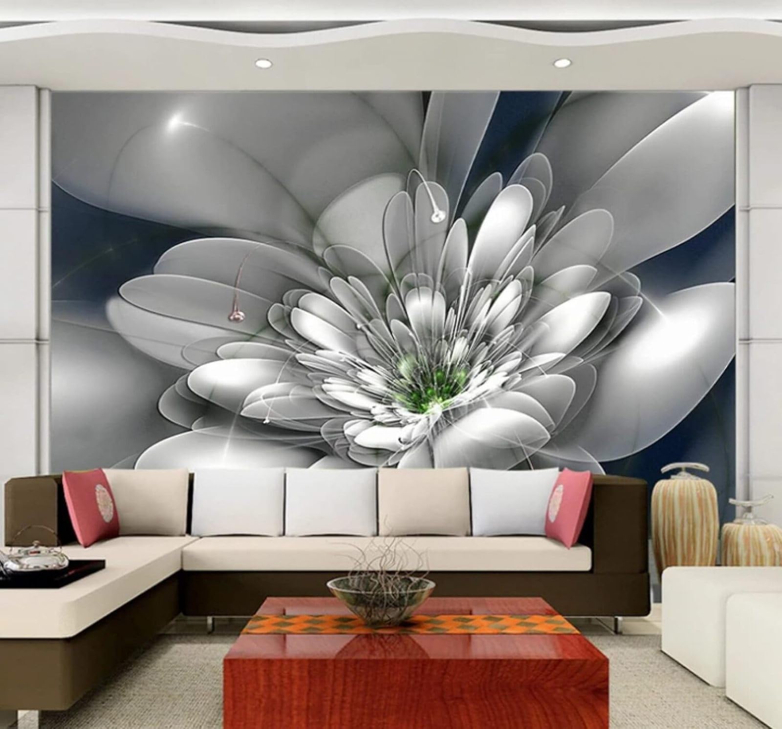 XLMING Abstract Minimalist Three Dimensional Transparent Flowers 3D Wallpaper Luxury Silk Study Dining Feature Sofa Grey Bedroom Living Room Tv Decorative Wall-200cm×140cm