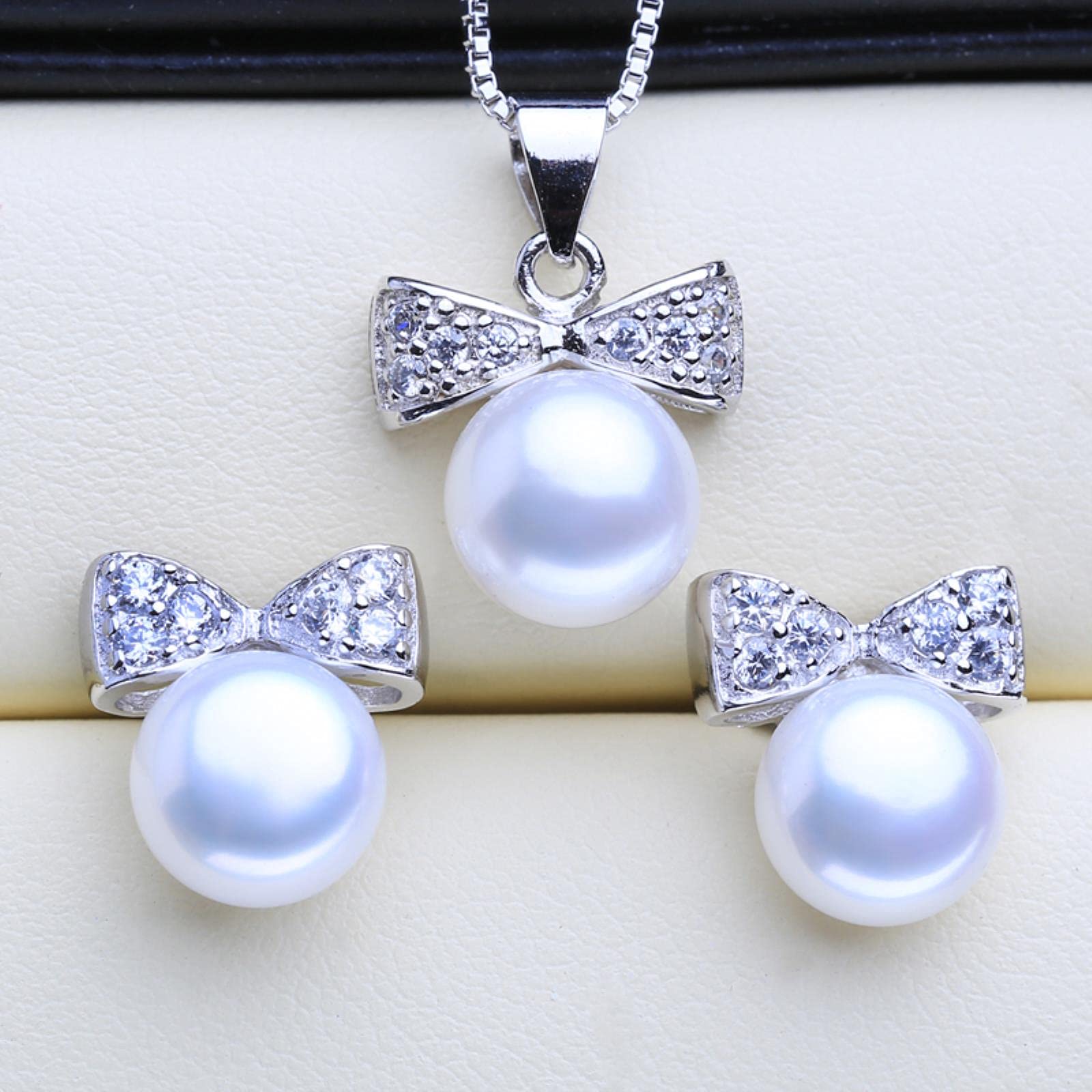 LOKILOKI 925 Sterling Silber Perlenschmuck Sets Naturperlen Ohrstecker Für Frauen Romantische Anhänger Handgefertigte Kettenhalskette