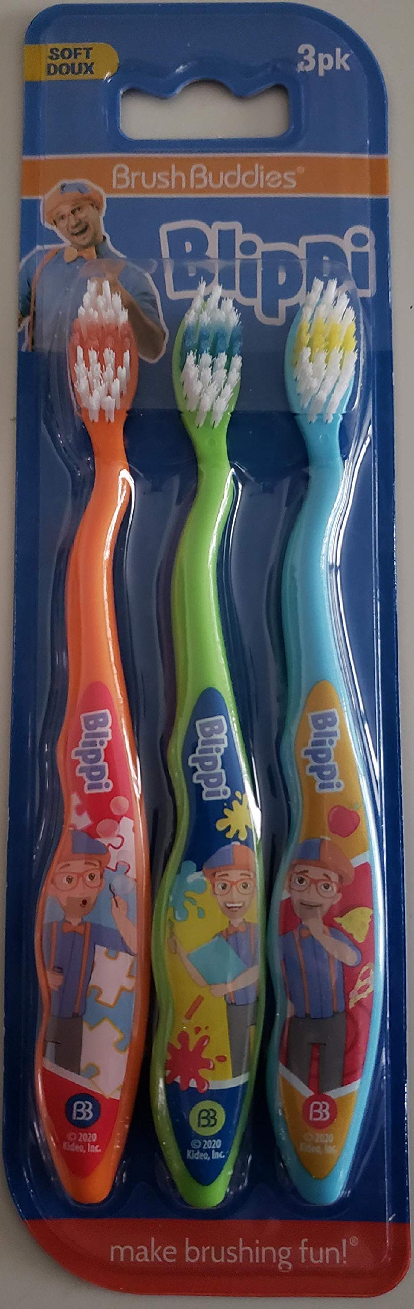 Brush Buddies Blippi Soft Bristle toothbrushes 3 Pack