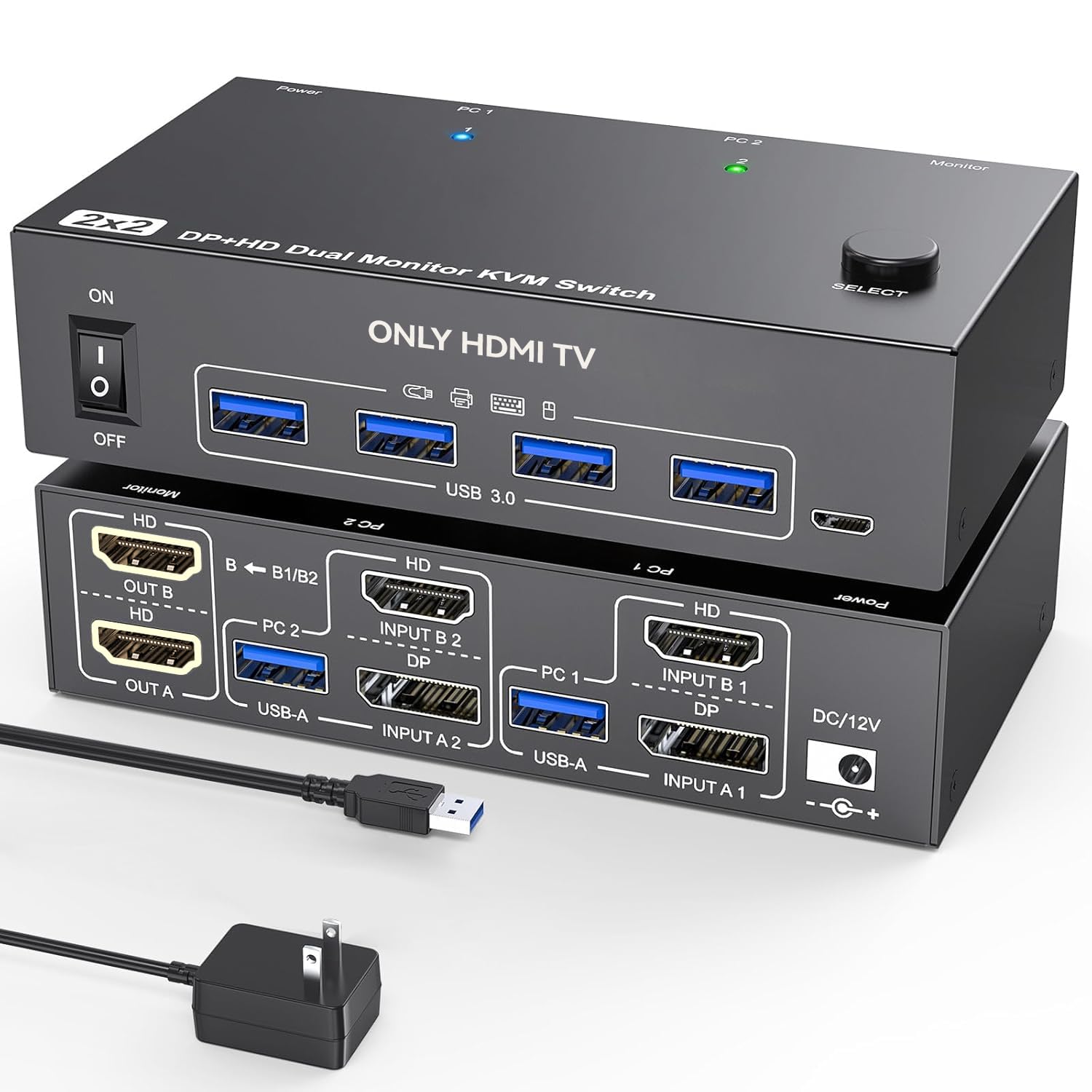HDMI KVM Displayport KVM Switch 2 Monitors 2 Computers 4K@60