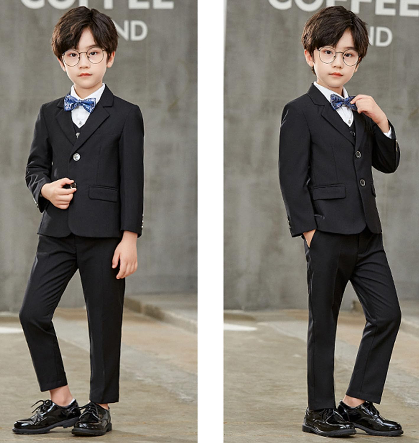 Niño Dos Botones Solapa con Muesca Traje Tres Piezas Boda Formal Chaqueta + Pantalones