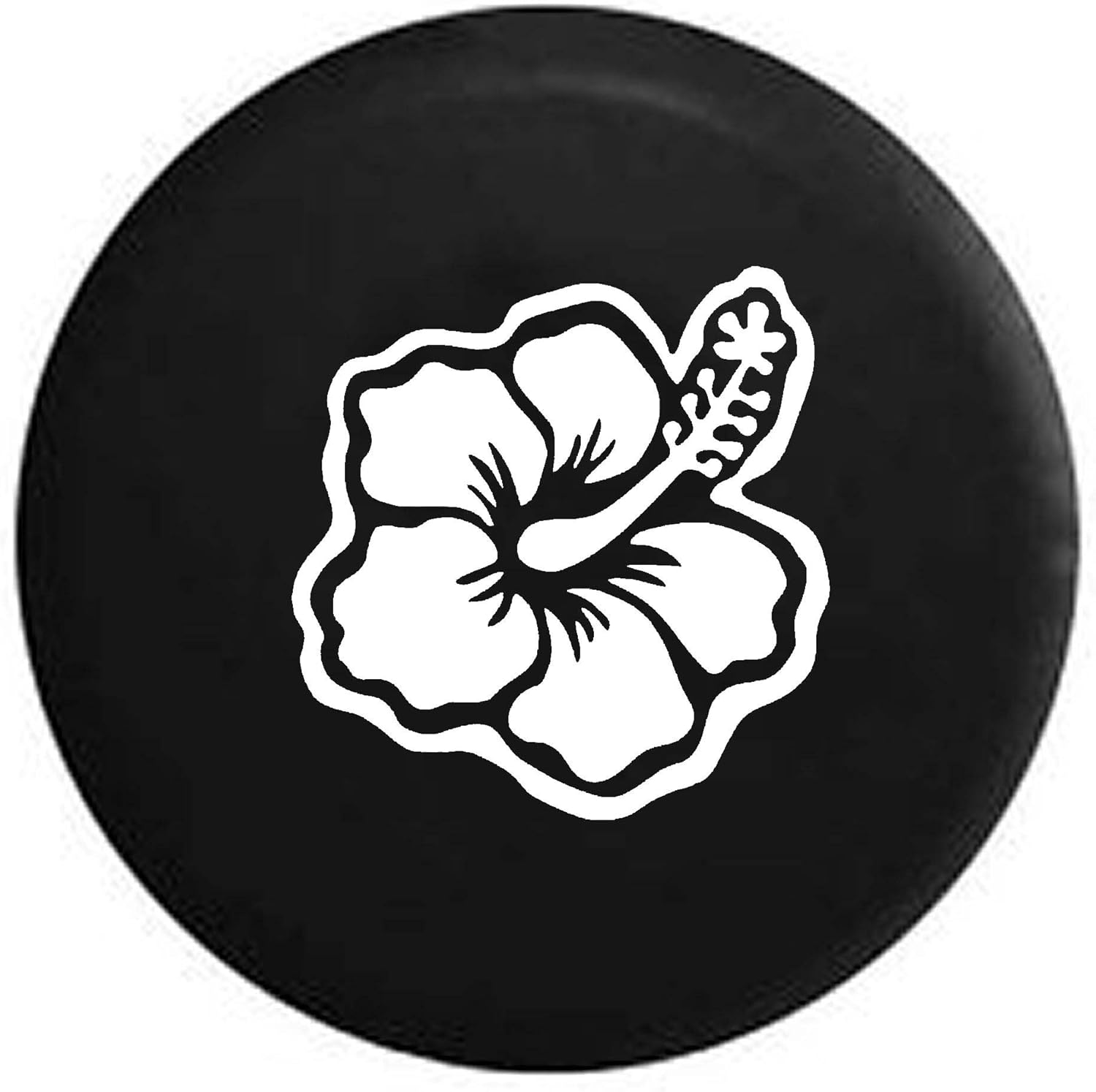 Pike Hibiscus Hawaiian Tropical Flower Trailer RV Spare Tire Cover Black 29 in
