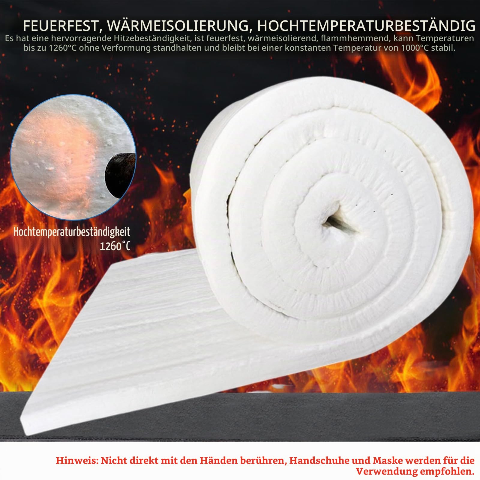 Keramikfaser-Isolierdecke 400x610x25mm (2 Stück) - Feuerfeste Hitzeschutzmatte für Öfen, Pelletöfen, Schmiedeöfen & Hochtemperaturrohre | Keramikwolle mit 1260°C Beständigkeit