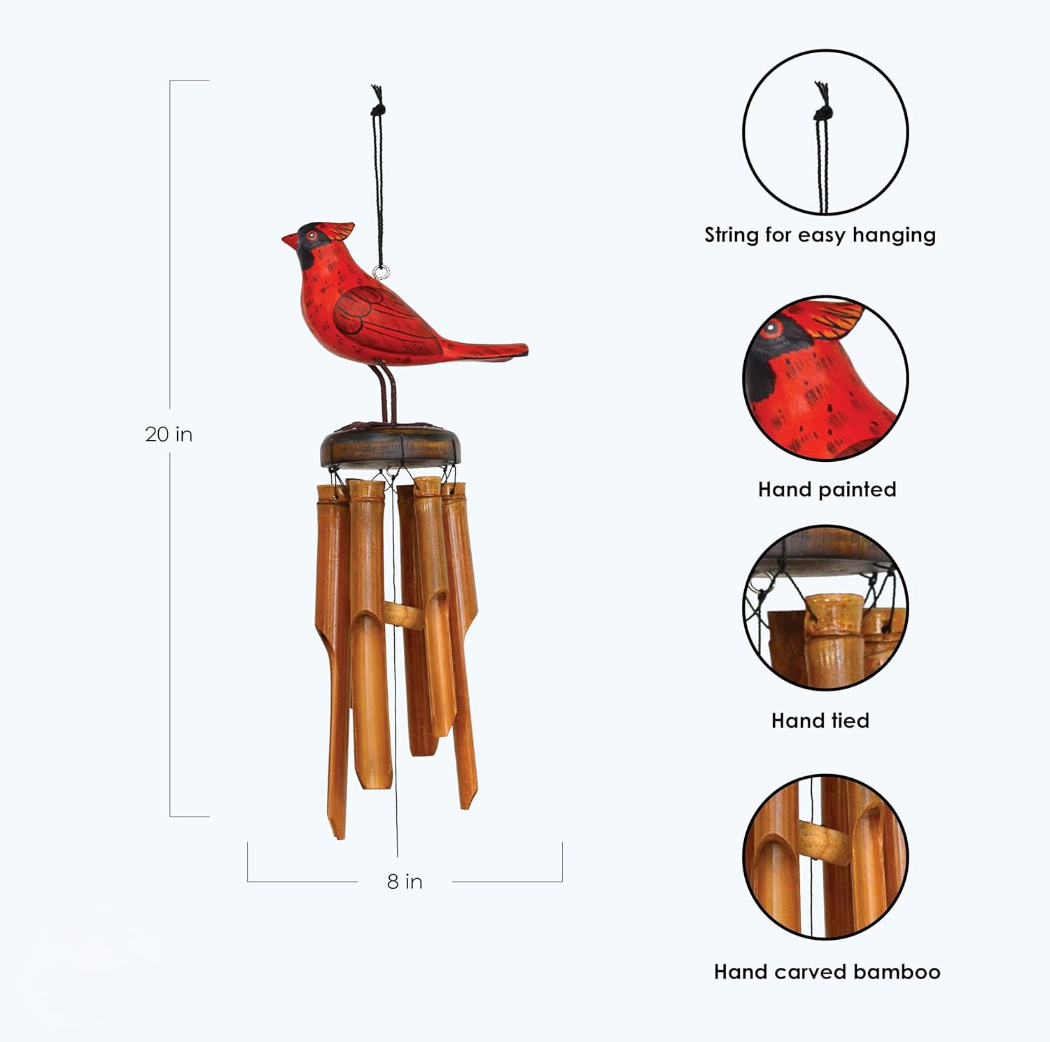 Songbird Essentials Cardinal Bamboo Wind Chime