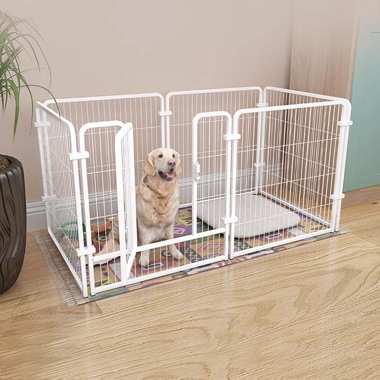 Recinto Portatile per Cani Campeggio Recinzione Giardino Esterno Metallo Moderno Facile da Montare Recinto per Gatti da Interno Facile da Pulire(White,200x100x120cm)