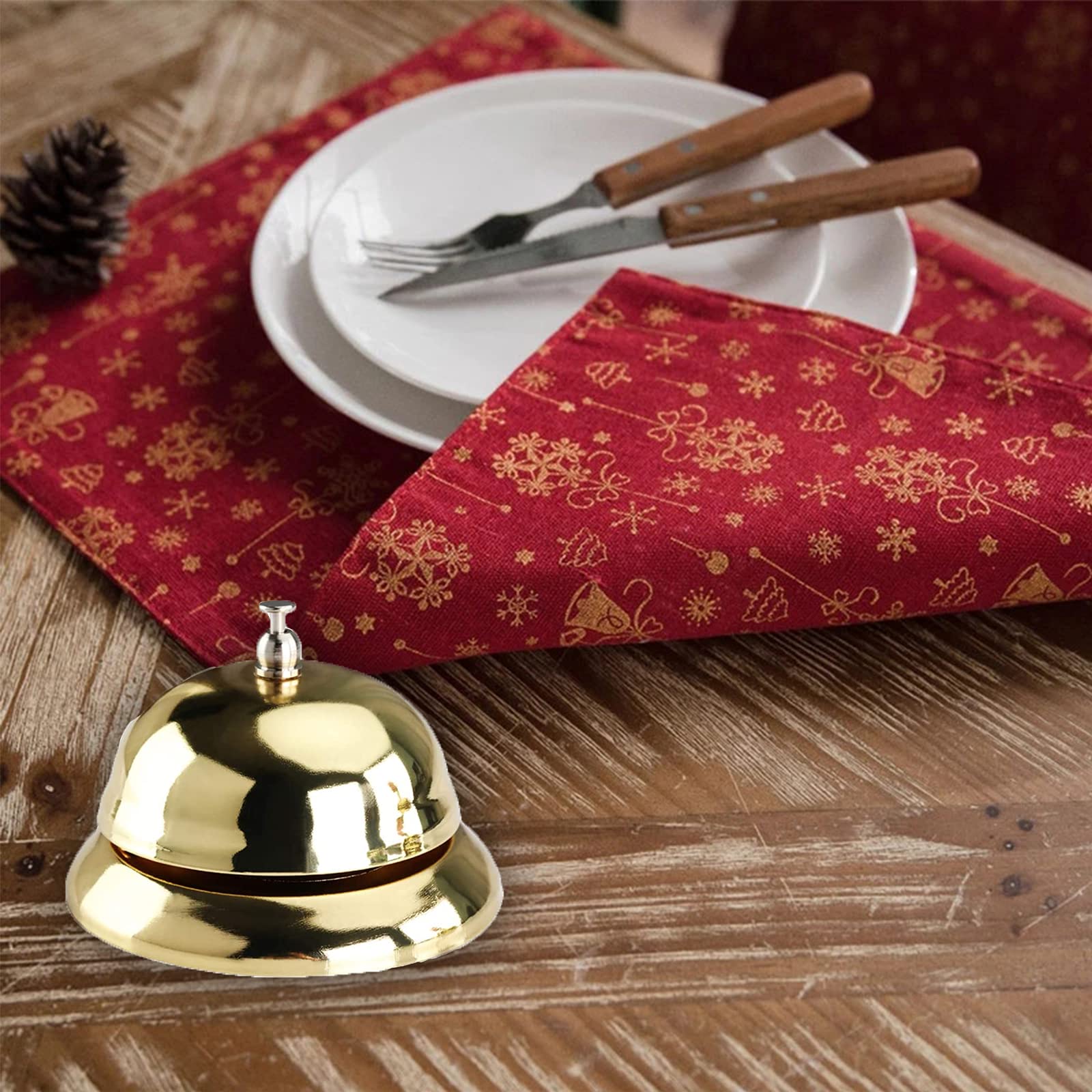 Campana da tavolo in metallo, campana da tavolo, campanello di servizio rotondo, campanello da banco, campana di chiamata, diametro di 8,5 cm, campana di servizio in metallo per cucina, ristorante,