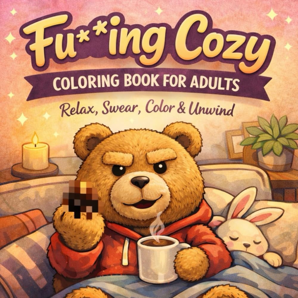Fu**ing Cozy – A Cozy Coloring Book for Adults: Bold & Easy, Big and Simple Designs for Relaxation, Anxiety Relief, Stress Relief & Creative Art