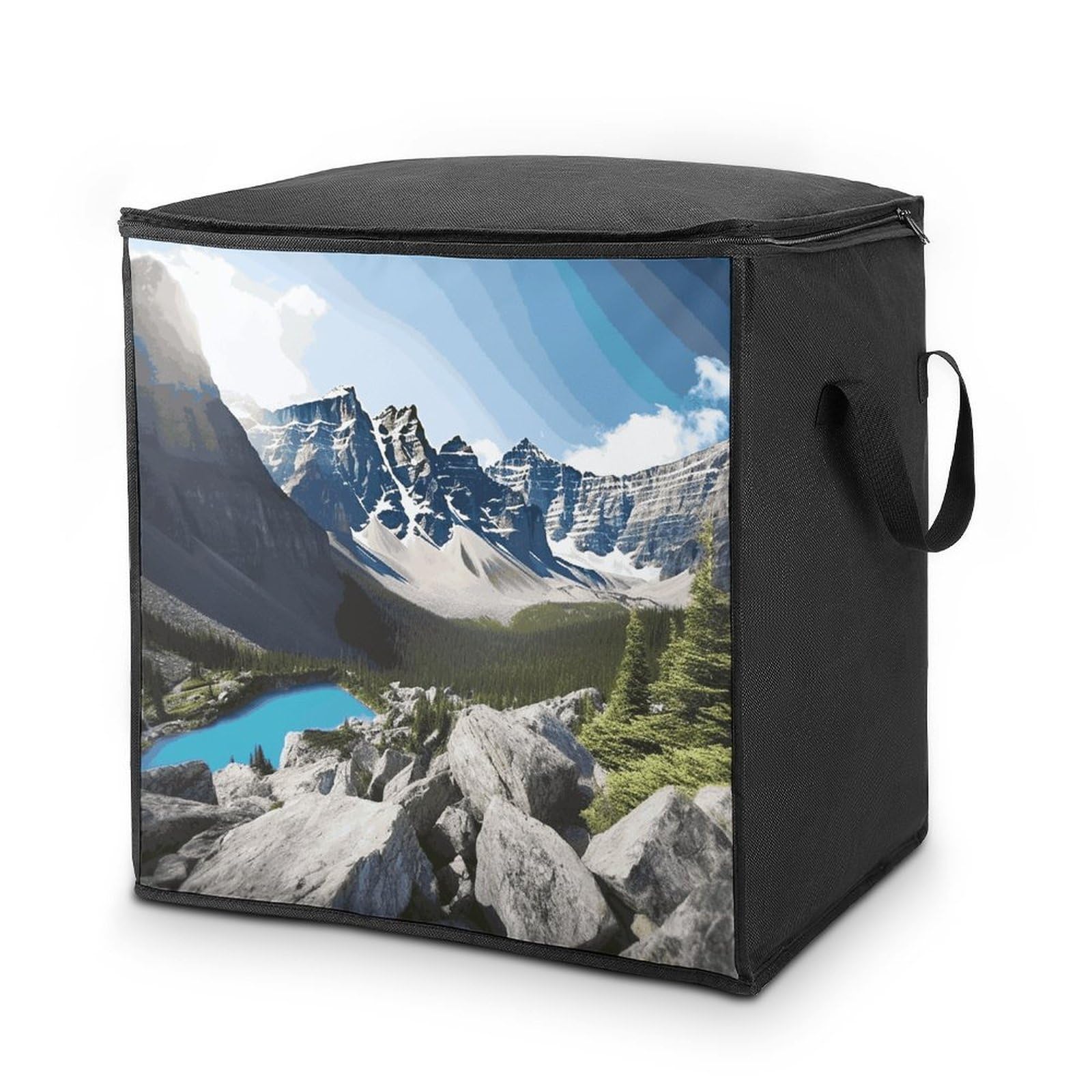 70L Mountains Storage Bag With Zipper Closet Organizers with Handle for Home Storage Organizer for Blankets Quilts Clothes Comforter Bedding And Pillows