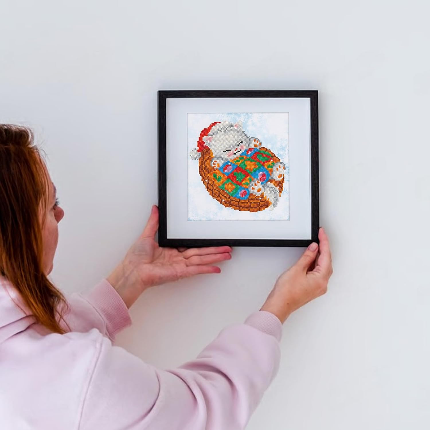 DIAMOND DOTZ Snug Christmas Kitty Cat Diamond Painting Kits for Adults - Diamond Art Kits a Relaxing Creative Craft Kit with Dotz Gems 9.5"x9.9"