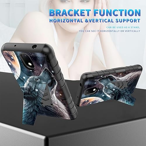 Miniatura 15 de AT&T Calypso 2 (U319AA) Funda con protector de pantalla de vidrio templado resistente con función atril integrado para debut de críquet, ciervo