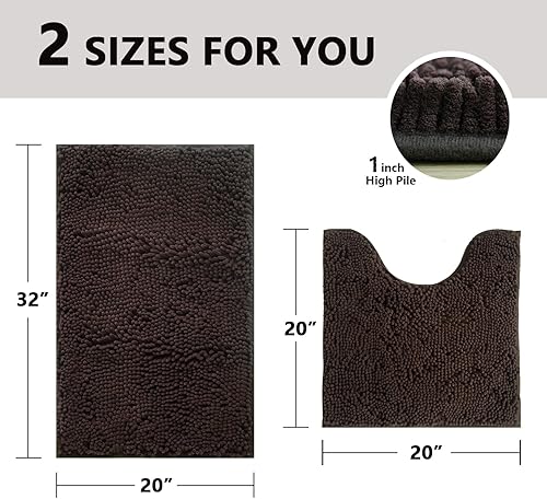 Miniatura 3 de BOANKODU Juego de 2 alfombras de baño absorbentes para baño, felpilla muy suave, antideslizante, 32 x 20 pulgadas + 20 x 20 pulgadas, alfombra de