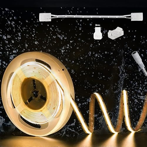PAUTIX COB - Tira de luz LED IP65, impermeable, 32.8 pies, 5040 LED, blanco cálido, 3000 K, cinta LED CRI90+ flexible de alto lumen, súper