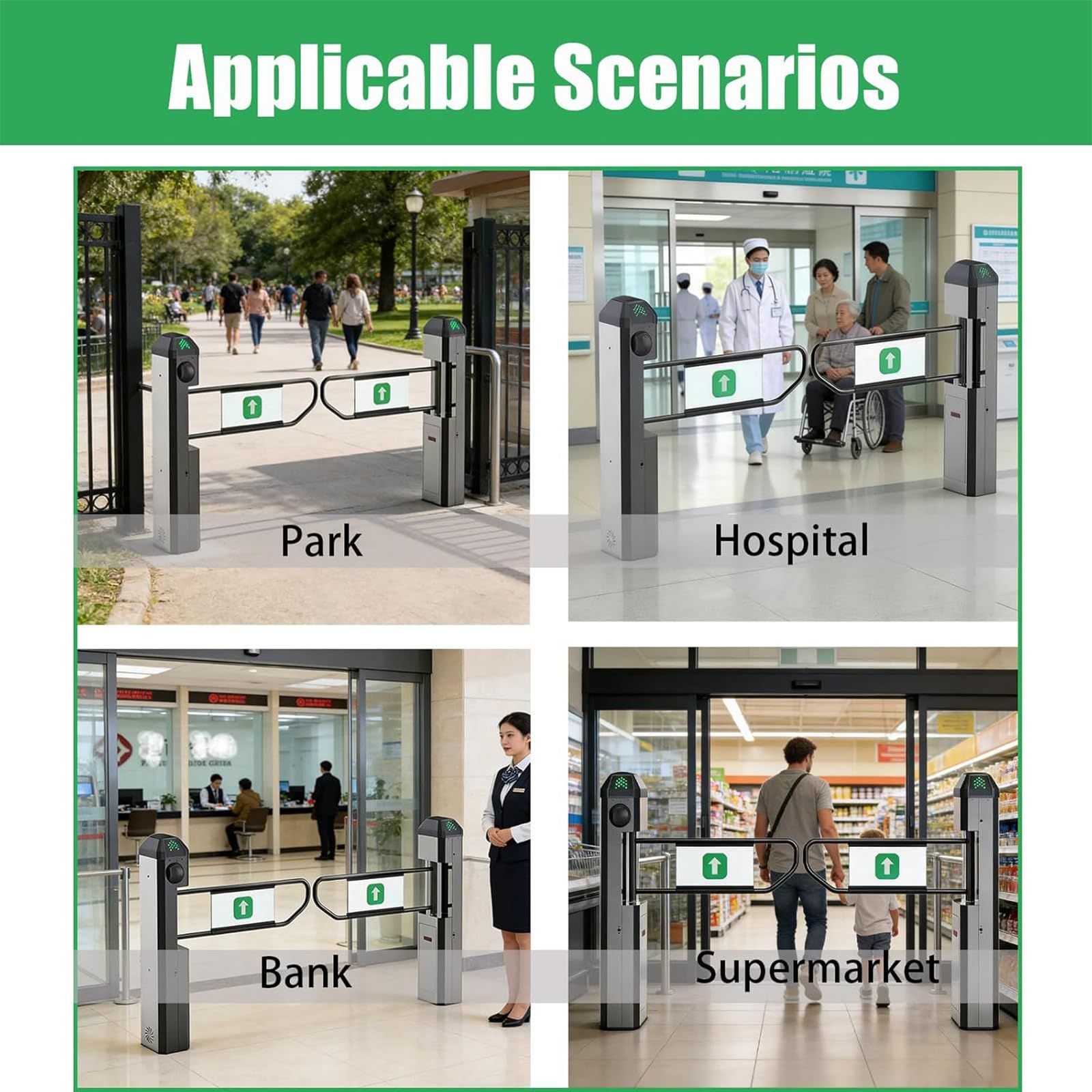 Puerta batiente automática con Radar infrarrojo para supermercados, sensibilidad Ajustable, Luces de Estado de 3 Colores e indicaciones de Voz. Titanium-platedversion