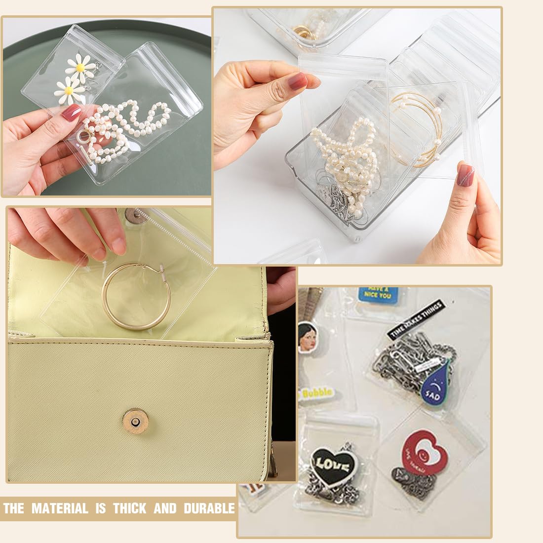 100 Sacchetti Trasparenti E 100 Biglietti In Carta Kraft Per Esposizione Gioielli E Artigianato – Confezione Da 100 Pezzi, Dimensioni 8x6 Cm (biglietti) E 10x8 Cm (sacchetti)