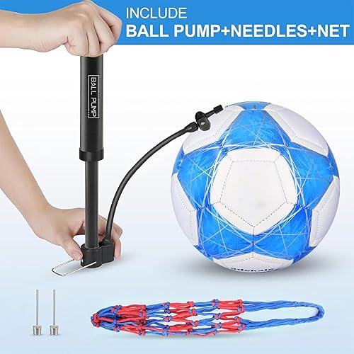 Miniatura 6 de STEEFAN Balón de fútbol verde azuladoazulrosa, tamaño 345 para jugar al aire libre, pelota oficial de fútbol que cambia de color con agujas y bomba