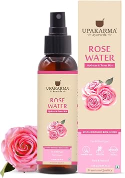 UPAKARMA Ayurveda Premium, Pure and Natural Rose Water Spray for Face, Gulab Jal - 4.05 fl. Oz/ 120ml- Pack of 1