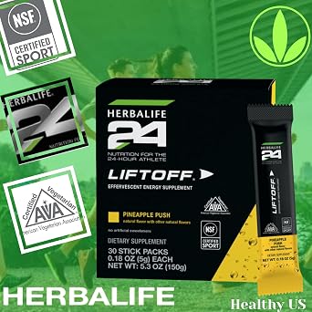 HERBALIFE24 Liftoff: Pineapple Push (30 Stick Packs) Nutrition for The 24-Hour Athlete, Energy Supplement, Natural Flavor with Other Natural Flavors, Certified for Sport, Certified Vegetarian