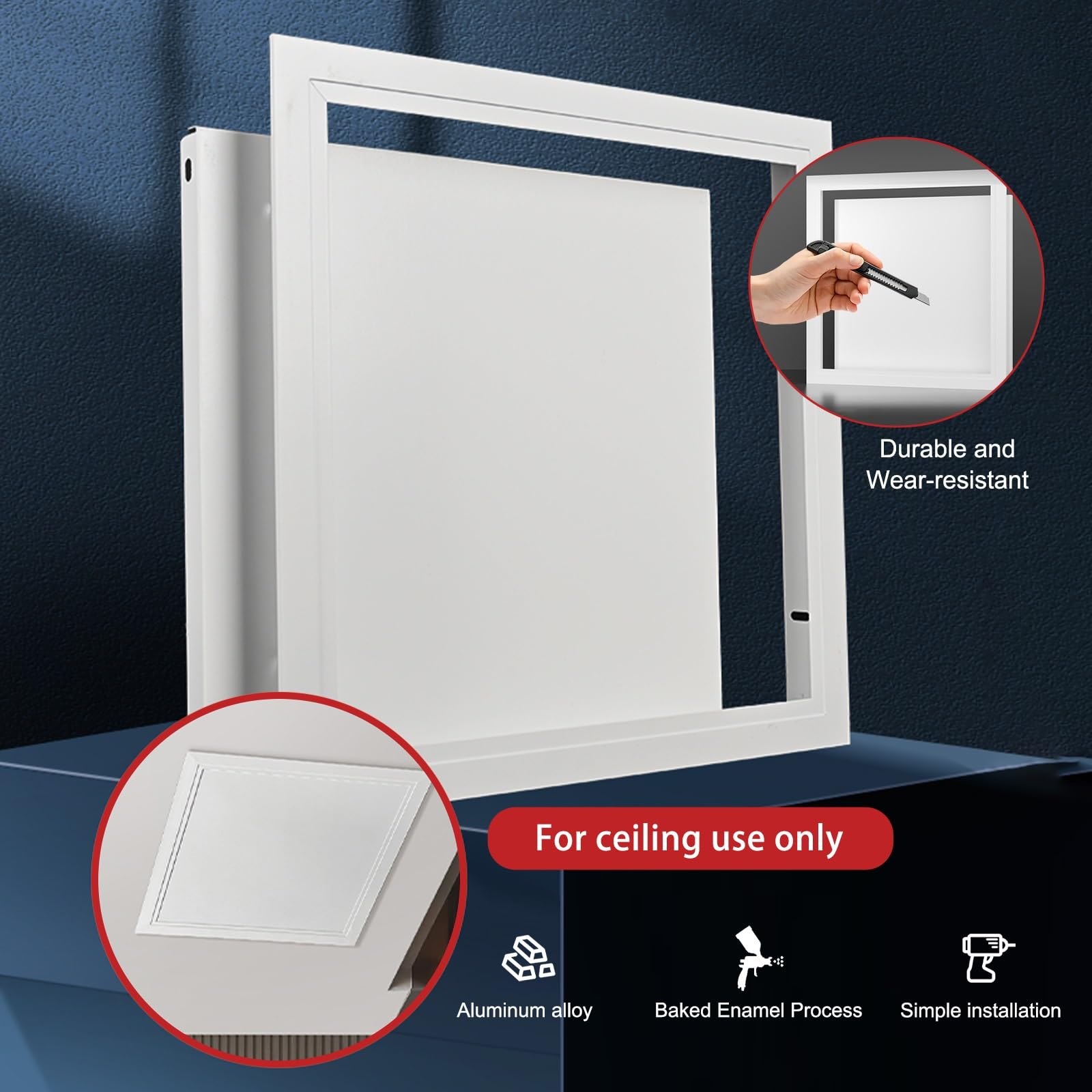 Trampilla Pladur Panel De Acceso Metálico Al Techo, Trampilla Pladur Tapa De Registro Para Ducha De Baño, Aluminio, Incluye Tornillos De Montaje, Puerta De Servicio Oculta(White,50 * 50cm)