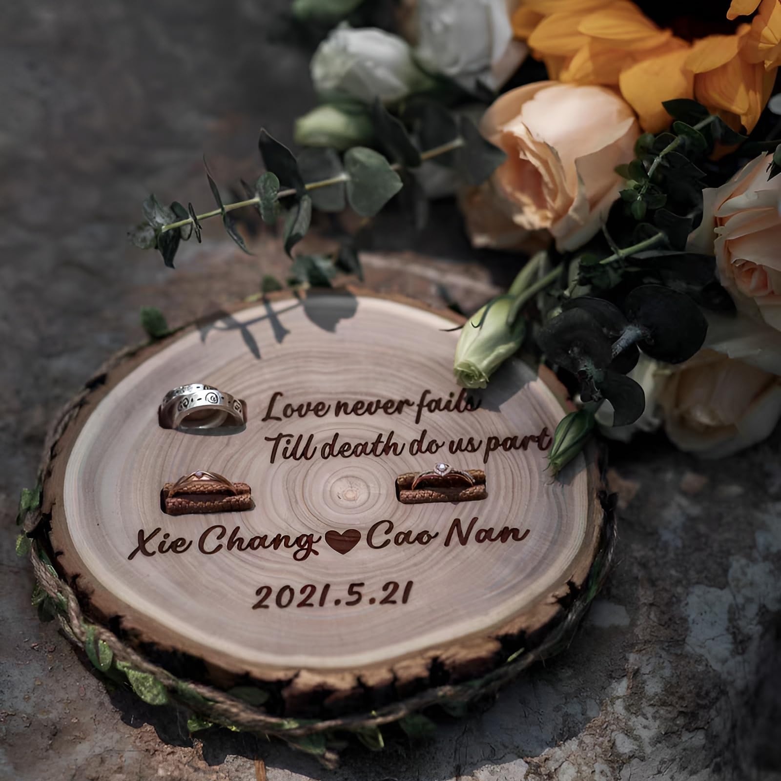 Custom Tree Stump Wedding Ring Box Rustic Wood Ring Bearer