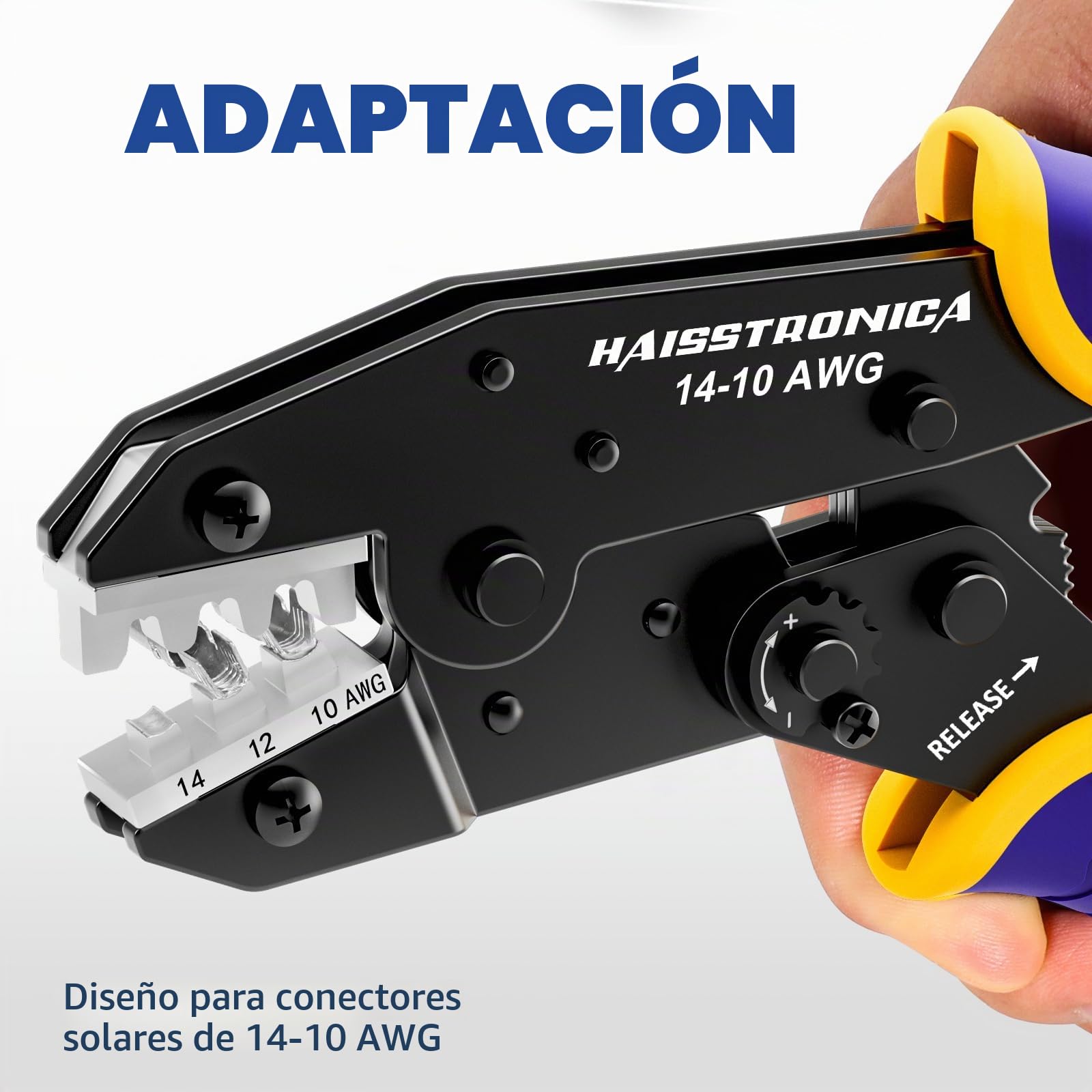 Crimpadora para Conectores Solares 2,5–6 mm² (AWG14–10), Herramienta de Crimpado para Cables Solares PV