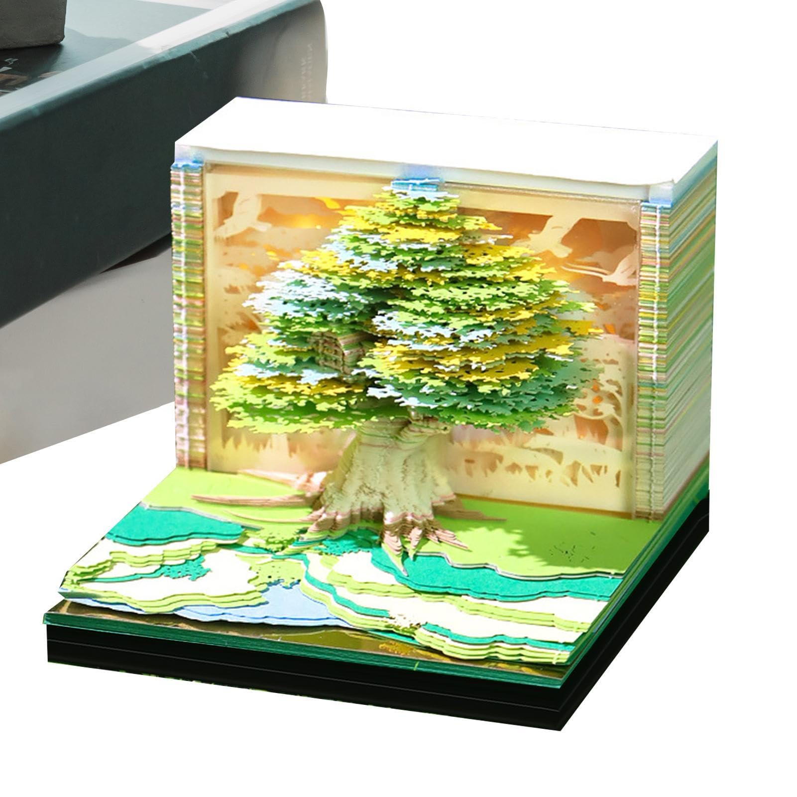 Kalendarz 3D, kalendarz rzeźba papier, motyw natura dom drzewo rzeka odłączane strony notatki biuro szkoła dom