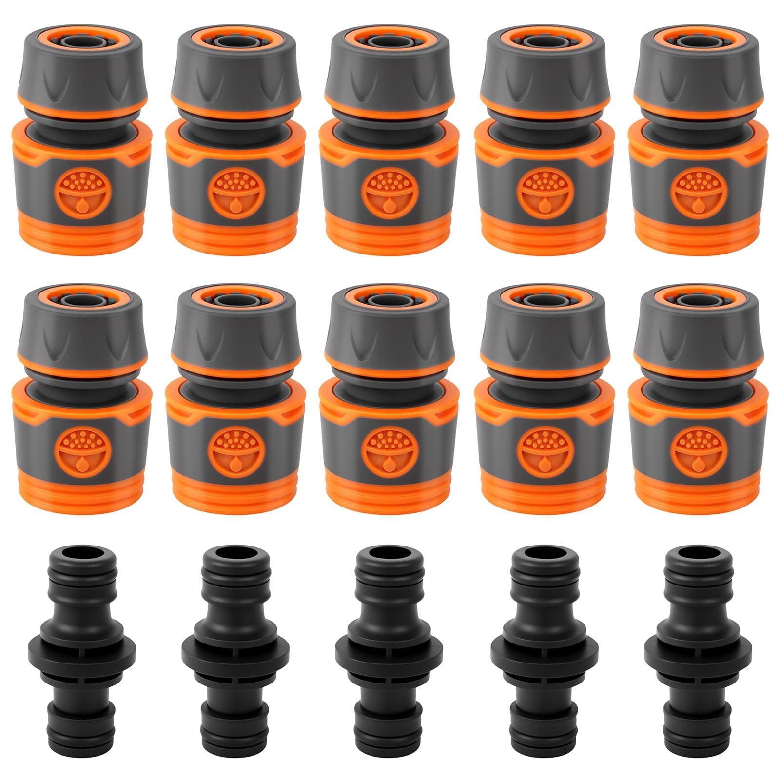 Schlauch Kupplungs Satz, 10 Stück 1/2 Zoll Schlauchverbinder 13 mm mit Kupplungs, Doppelstecker Gartenschlauch Verlängerung Kupplung Gartenschlauch Verbinder für Familie Garten