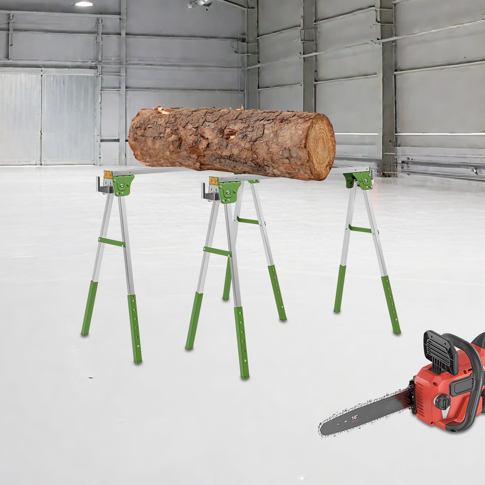 Juego de 2 caballete plegable para mesa de trabajo, capacidad de carga 2645 lbs, color verde