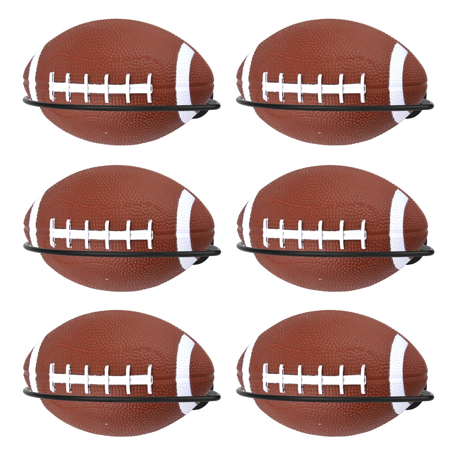 Goktvai 6pcs Rugby Wall Mounts, Metal Football Display Stand Sports Ball Holder with Screws for Room Decor Garage Organization Man Cave Home Gym